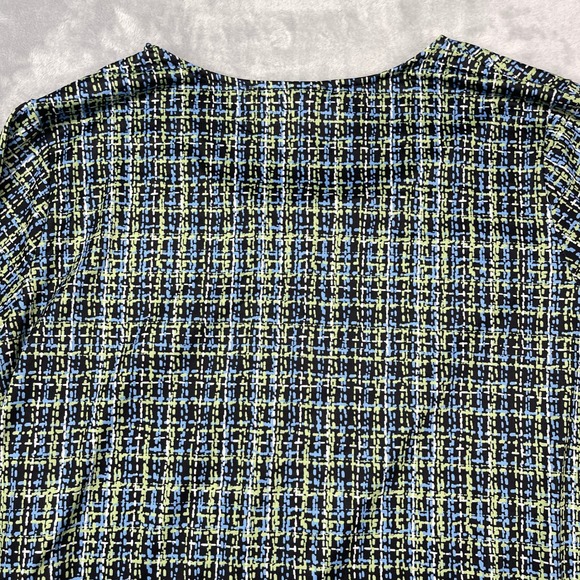 Emaline Woman 2X Black Blue Green Plaid Print V Neck Long Sleeve Tunic Top - Picture 5 of 5